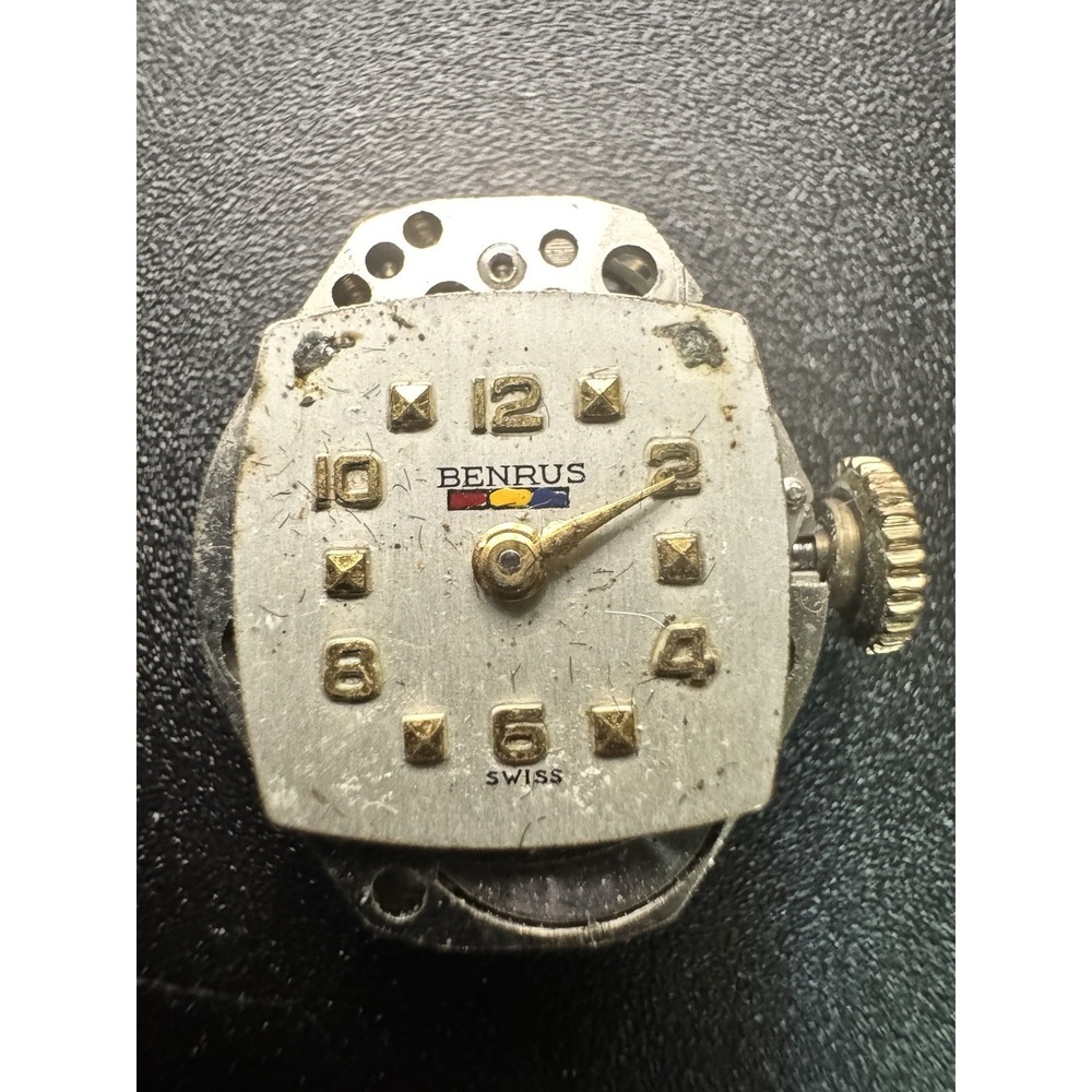 Vintage Benrus Watch Movement Model BM 1 Swiss 17 Jewels for Parts Repair